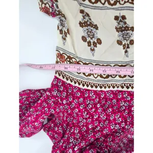 Entro Tunic Dress Womens Small Magenta Floral Boho V-Neck Tassel‎ Mixed Print thumbnail 4