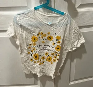 White Short Sleeved Shirt with Design thumbnail 1