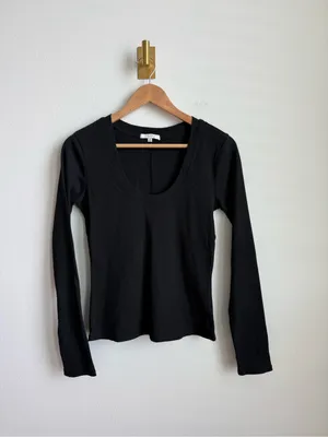 Z Supply Sirena Rib Long Sleeve Scoop Neck Tee Black Women's Medium thumbnail 2