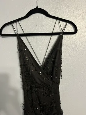 Showpo V Neck Black Sequin Dress thumbnail 4