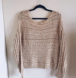 Cream Knit sweater Tan Size L thumbnail 2