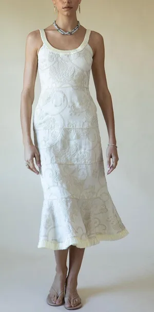 Alexis Zelda Cream Eyelet Embroidered Garden Midi Dress Sleeveless Size S thumbnail 1