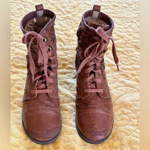 Brash Brown Marisol Lace Up Combat Boots thumbnail 2