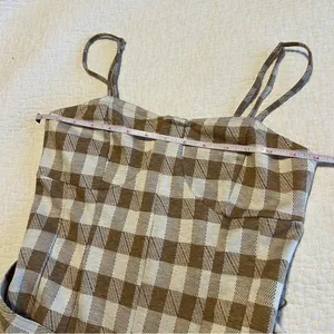 Anthropologie En Saison Brown Plaid Gingham Jumpsuit XS thumbnail 12