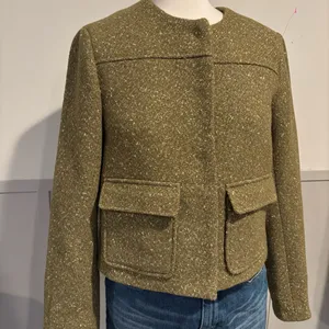 A New Day Green Gold Metallic Speckled Tweed Blazer Jacket thumbnail 11