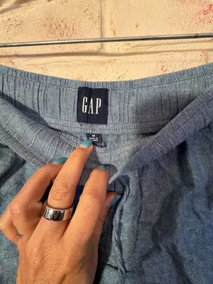 Gap Linen-Blend Easy Pull-On Shorts in Blue Crosshatch thumbnail 3