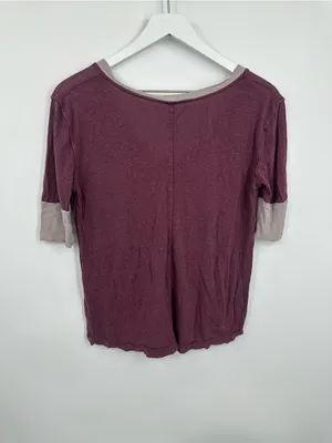 Free People Plum Ringer Shirt Size Small Boho V Neck thumbnail 8