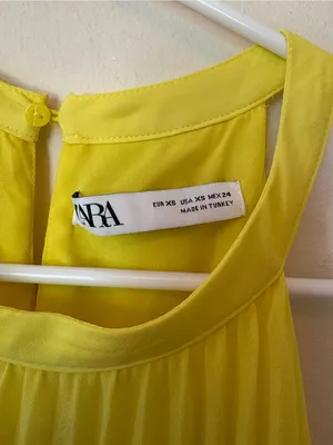 ZARA Pleated Halter Neck Sleeveless A-Line Mini Dress Yellow Sz XS thumbnail 5