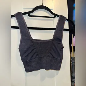 NWOT Free People Movement Good Karma Square-Neck Bra In Washed Black thumbnail 8