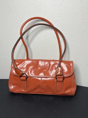 Y2K Vintage Burnt Orange Leather Silver Hardware Large Shoulder Bag Preppy thumbnail 2