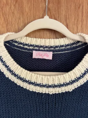 Pink Lilly vintage cable knit crochet tennis sweater thumbnail 4