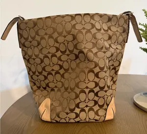 Coach Tan and Brown Signature Handbag thumbnail 1