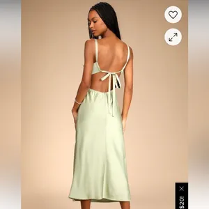 Lululemon Stun to Remember Sage Green Satin Cowl Neck Cutout Midi Dress thumbnail 2