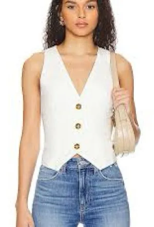 Lovers + Friends Cream Vest button down top thumbnail 1
