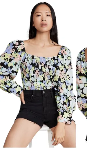 Free People Ariana Printed Floral Top Retro Combo size Medium thumbnail 1