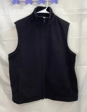 Architect women's black fleece mock neck full zip soft winter basic vest large‎ thumbnail 1
