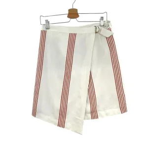 Anthropologie Hutch Rori Skirt Wrap Buckle‎ Striped Asymmetric White Rust Size 4 thumbnail 3