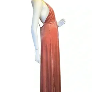 Lulus whimsical romance pink velvet faux-wrap maxi dress slits size medium.I#67 thumbnail 7