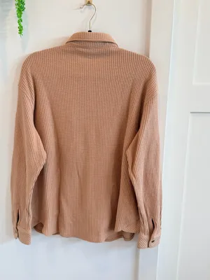 Buffalo Jeans Tan Waffle Knit Button-Down Shirt Jacket NWT Size Medium Womens thumbnail 7