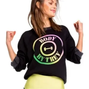 Wildfox Body By Trey Graphic Fleece Sweatshirt XS Charcoal Gray thumbnail 14