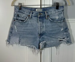 AGOLDE Parker Distressed‎ Denim Cut Off Shorts Light Wash Blue size 26 thumbnail 1