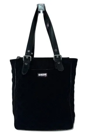 Vera Bradley Black Quilted Zippered Rectangular Bag / Commuter Tote /  Purse thumbnail 1