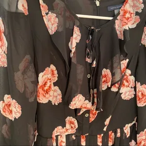 Tommy Hilfiger Women's Size 2 Floral Chiffon Dress Black Pink Floral Long Sleeve thumbnail 8