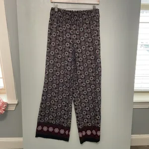 Studio 29 Womens Wide Leg Pants Medallion Print Smocked Waist Black Medium thumbnail 4