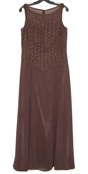 Vintage Dress 90s Prom Hoco Y2K Gown Beaded Modest Dark Romantic Brown Size 12 thumbnail 1