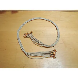 Braided Fringe Beaded Boho Waist Belt Beige Brown Thin Dress Macrame Rope Gypsy thumbnail 9