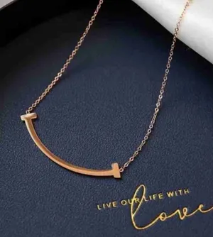 Boutique Rose Gold Filled K18 Curve Bar Necklace, Minimalist Chain Pendant,‎ 16-18” thumbnail 1