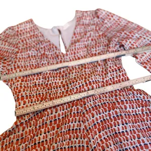 Altar’d State Orange Red Plaid Smocked Romper Women’s Medium Balloon Sleeve EUC thumbnail 8