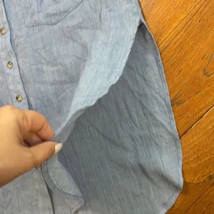 Free People Thats a Wrap Shirt in Chambray Combo Blue thumbnail 11