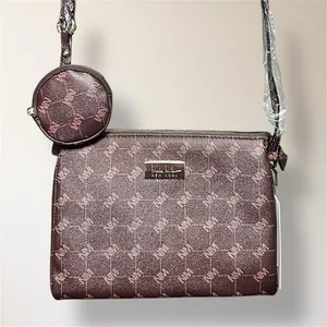 New Nicole Miller‎ New York Brown Monogram Crossbody Bag Coin Purse Minimal Luxe thumbnail 2