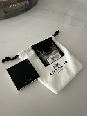 NEW Coach Open Circle‎ Necklace And Tea Rose Stud Earrings Set Rose Gold Jewelry thumbnail 4