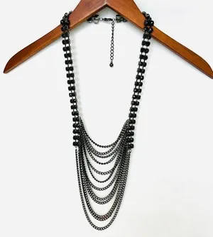 Black Layered Jewel Necklace thumbnail 1