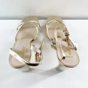 Lulus Milanii Square Toe Ankle Strap High Heel Sandals Metallic Gold 10 thumbnail 10