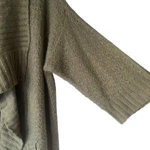 Design History Large Green Chunky Cable Knit Open Front‎ Duster Cardigan Sweater thumbnail 4