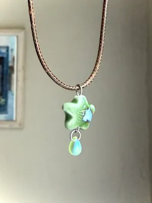 Handmade green ceramic star boho fairy cottage y2k necklace⭐️💚 thumbnail 2