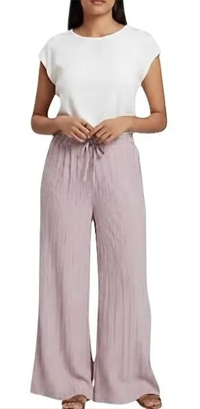 Women's Crinkle Wide Leg‎ Slacks XXL Lightweight Summer Pastel Lilac NEW thumbnail 1