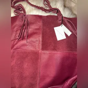 NWT Free People + Sundown Wilds Suede Nubuck Burgundy Bag thumbnail 4
