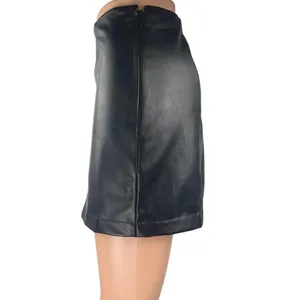 Abercrombie & Fitch Black Faux Leather Zip Mini A-Line Pencil Skirt Skort Size M thumbnail 2