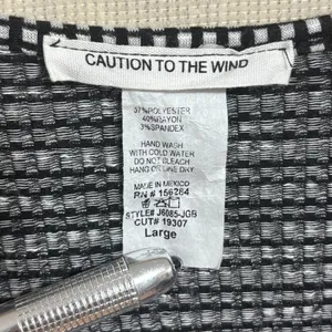 Caution To The Wind Wrap Top Black White Grid Peplum Casual Work Stretch Large thumbnail 4