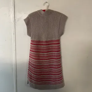 Free People Long Knit Sweater Vest Cardigan Button Front Striped Red Beige S thumbnail 6