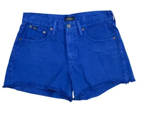 Polo Ralph Lauren Royal Blue Denim Cutoff Shorts High Waisted Logo‎ Women Sz 4 thumbnail 1