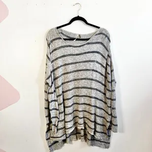 Free People Oversized Sweater Striped Slouchy Boho Festival‎ Casual Indie thumbnail 2