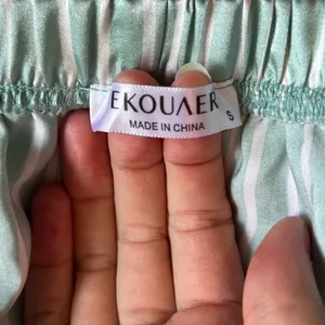 Ekouaer Striped Pajama Set in Light Green and White thumbnail 3