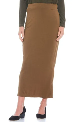 Bryn Walker Tan Long Pencil Skirt French Terry M Nickolas Brown thumbnail 1