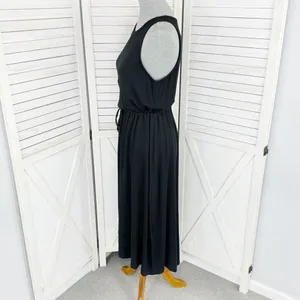 The Limited Signature Drawstring Waist Midi Sundress‎ Black Medium Knit thumbnail 3