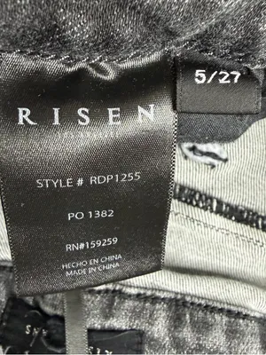 Risen High Rise Crop Flare Jeans 27 Gray Distressed Raw Hem Stretch Y2K thumbnail 8